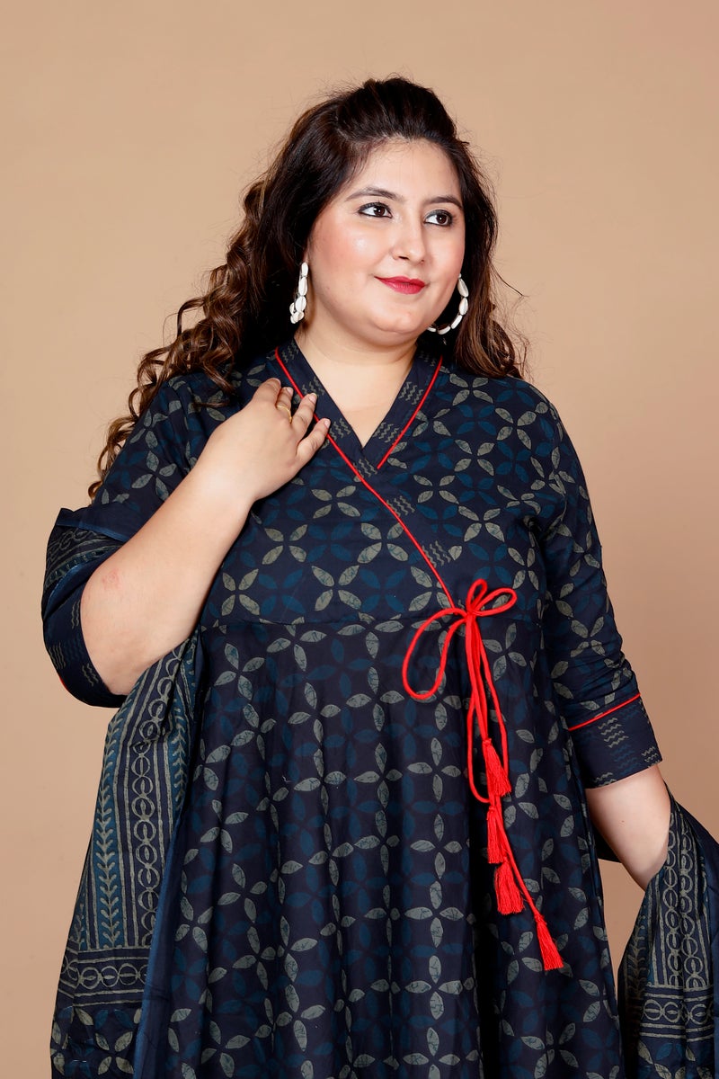 Miravan Blue Anarkali Kurta & Dupatta Set for Women - Image 4